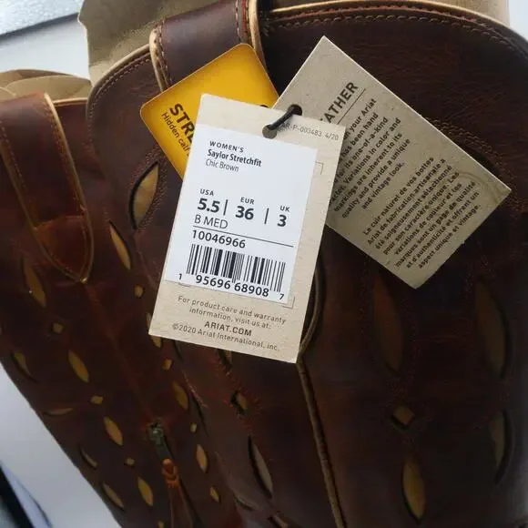 NEW Ariat Women’s 5.5 Saylor Stretchfit Boots Tall Chic Brown Leather - Picture 11 of 15